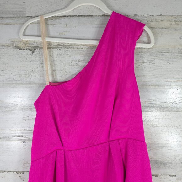 BCBGeneration ONE SHOULDER HOT PINK COCKTAIL DRESS WOMEN'S SIZE 12 LINED *FLAW* - Picture 6 of 16